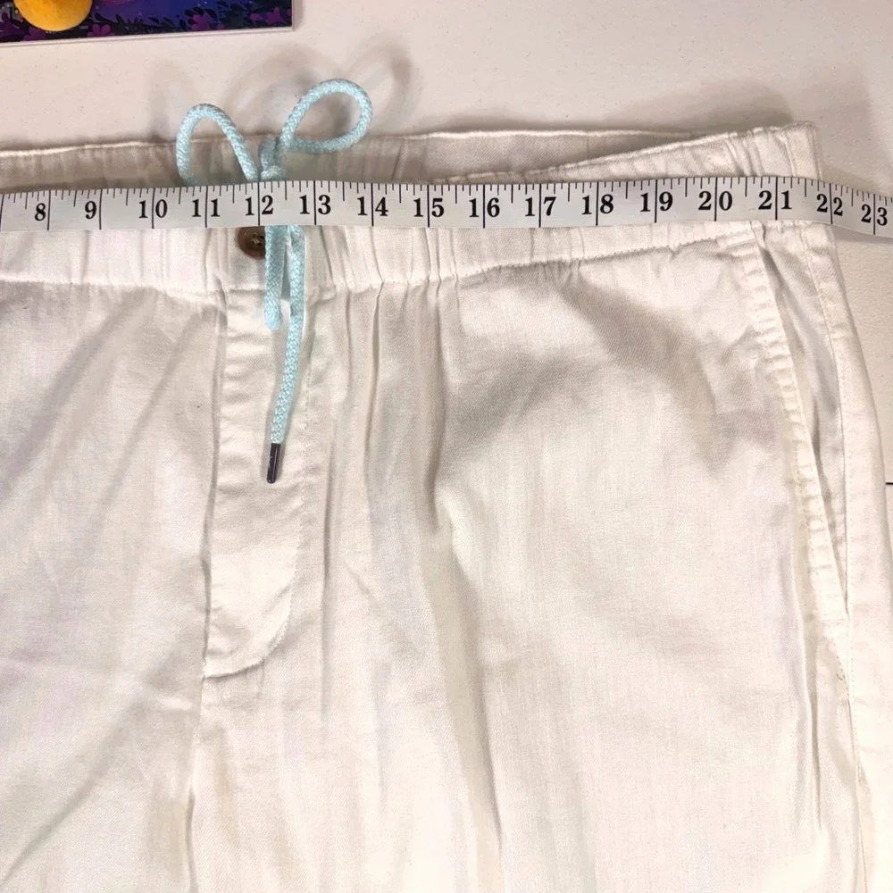 Tommy Bahama Men's 2XLB White Linen Blend Drawstring Beach Pants Relaxed Fit
